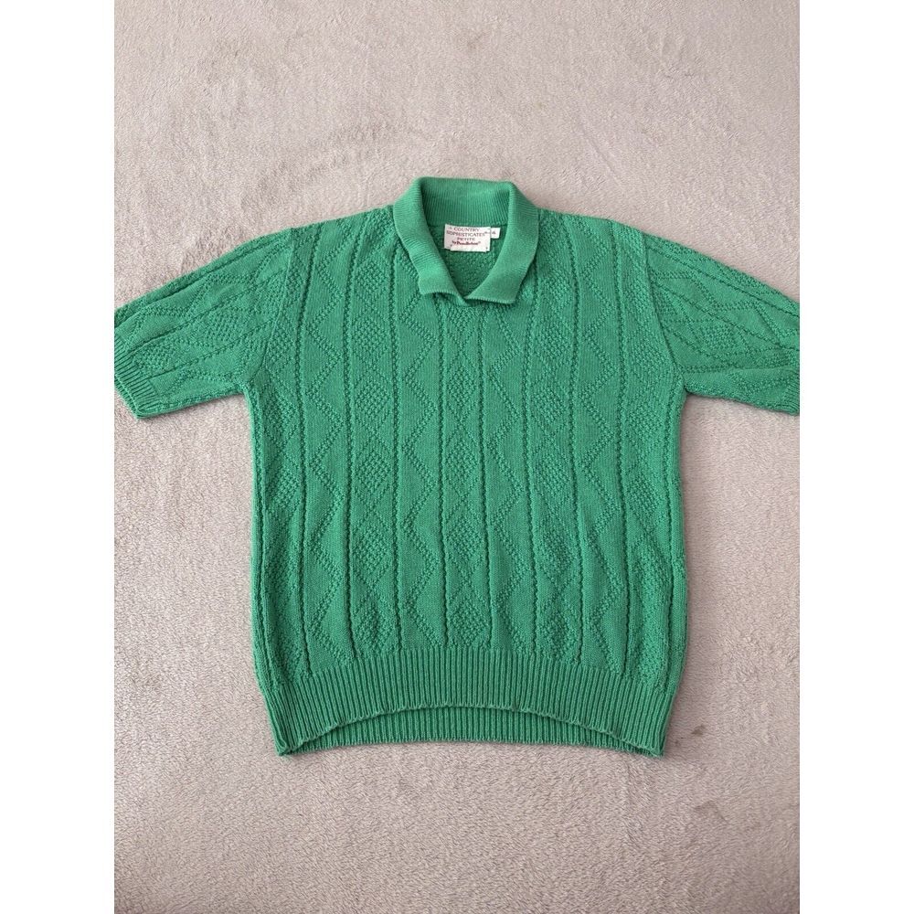 Country Sophisticates by‎ Pendleton Women's Petite Cable Knit Polo Green Golfing